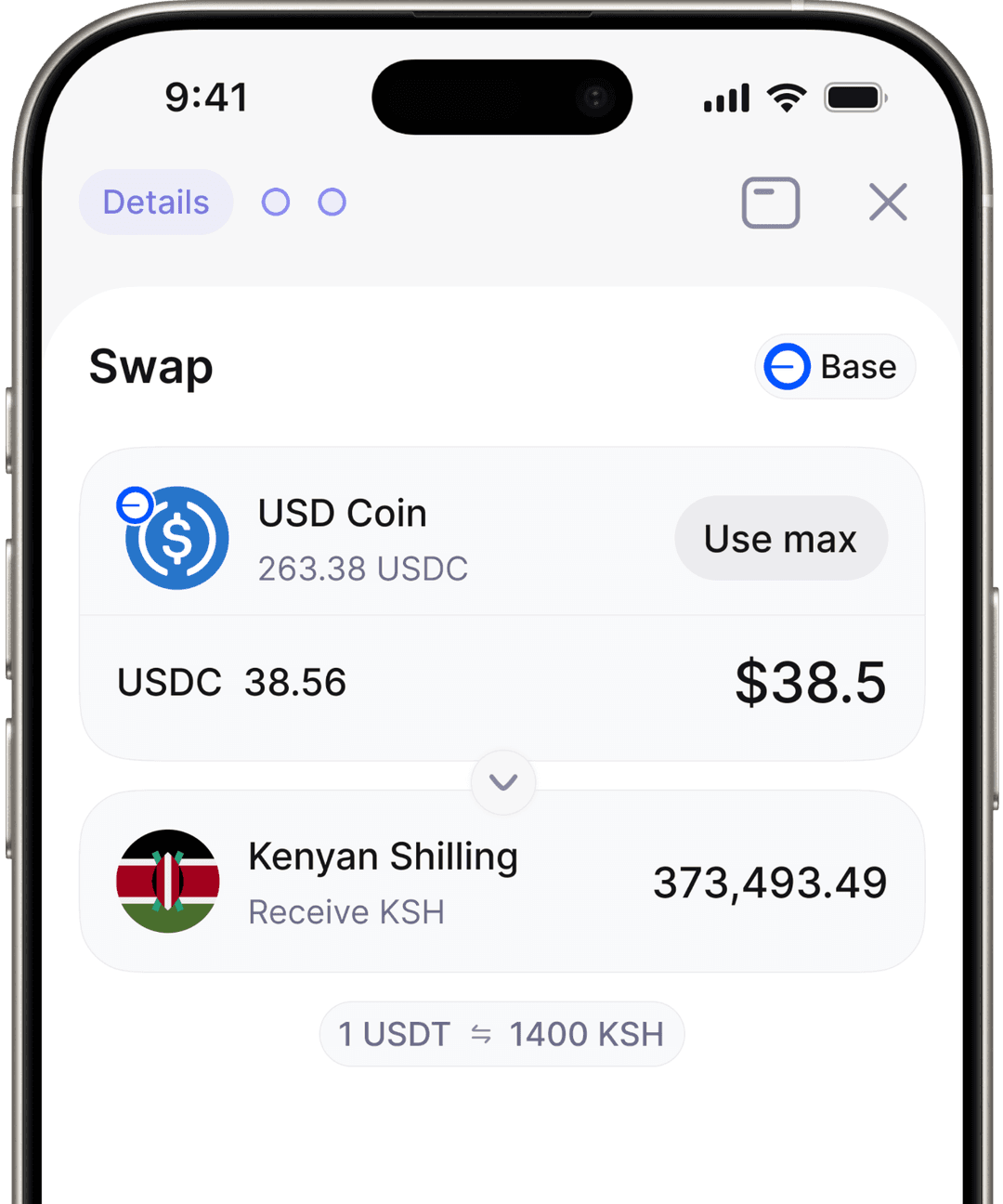 paycrest sender app mockup